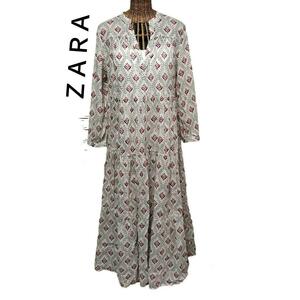 ザラ　ＺＡＲＡ　ザラ ボタニカル柄　葉っぱ柄　　ワンピース