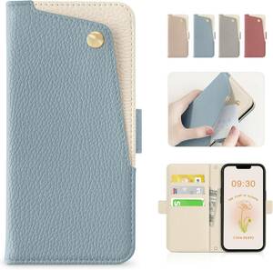 CASSYOOK いphone12 mini ケース 手帳型 iphone 12 mini ケース 手帳型 スマホケース 全面保護(ブルー)