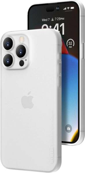 「0.3㎜極薄」iPhone 15 Pro対応ケース memumiマット質感 オリジナル設計 指紋防止 傷付き防止 ワイアレス充電対応 6.1インチ(Trans-White)