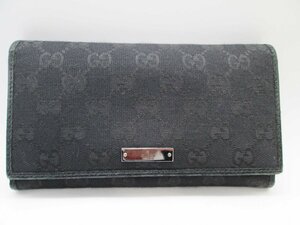 ■GUCCI グッチ GGキャンバス 2つ折り長財布 ブラック 244946・0416■/A