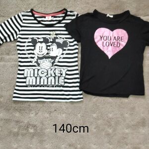 Tシャツ140cm★ カットソー 半袖Tシャツ七分袖ミニーGU