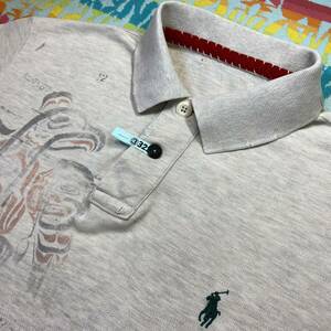 レア絵柄抜群クリーニング済ラルフローレン正規品Polo Ralph Lauren Vintage Printネイティブ イーグル＆トーテムHandステッチ ポロシャツM