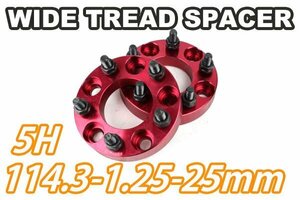 ランディ C25 C26 C27 ワイトレ 5H 2枚組 PCD114.3-1.25 25mm ワイドトレッドスペーサー (赤)