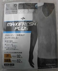 新品 マキシフレッシユプラス 送料無料 男性 Mサイズ 白 Tシャツ Vネック ホワイト 下着 消臭 抗菌 MXP ゴールドウィン