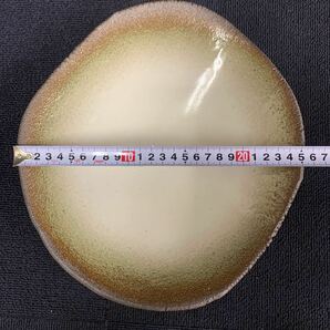 信楽焼？ 足付盛皿 大皿 盛鉢 茶道具 煎茶道具 陶器 花器 華道 C52の画像7