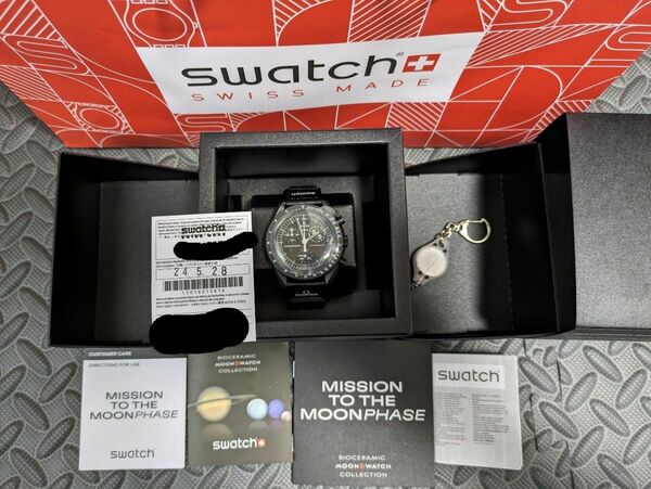 スヌーピースウォッチブラックSnoopy x OMEGA x Swatch MoonSwatchBlack付属品完備5月28日購入