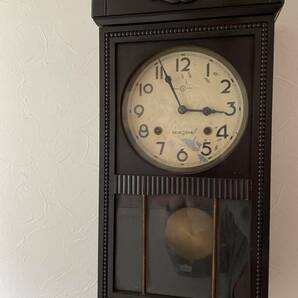 SEIKOSHA 柱時計 掛時計 ゼンマイ式 振り子時計 ボンボン時計 古民家 古道具 昭和 レトロ 保管品の画像2