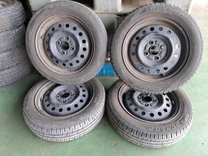 【宮城 塩釜発】中古 サマータイヤ・純正ホイールセット 4本 155/65R14 ダンロップ ENASAVE EC204 2021年製 ※個人宛発送不可