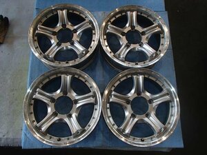 【青森発】中古 アルミ ホイール 社外 メーカー不明 16x5.5J 5H PCD 139.7 オフセット不明 4本 バルブキャップ欠品＜個人宛発送不可＞