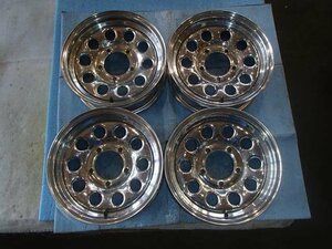 【青森発】中古 アルミ ホイール 社外 メーカー不明 15x5.5J 5H PCD 139.7 オフセット不明 4本 リム曲がり キャップ欠品＜個人宛発送不可＞