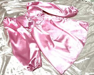 ....* super gloss .s Beth be...... feel of satin One-piece *ba Rune sleeve flair skirt pretty *