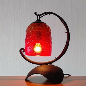 琉球ガラス アンティーク調 テーブルランプ スタンドライト 吊るし型 レトロ インテリア 照明 中古送料無料 即決