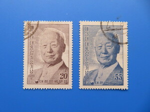 韓国切手「李大統領」2完（済）LH　1956年