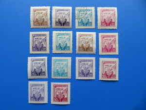 韓国切手　普通切手ロット14完（未）1955－57年　＊＃211のみ済