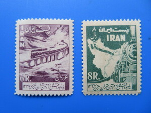 イラン切手「機関車」2完（未）NH　糊ヤケあり。1958年