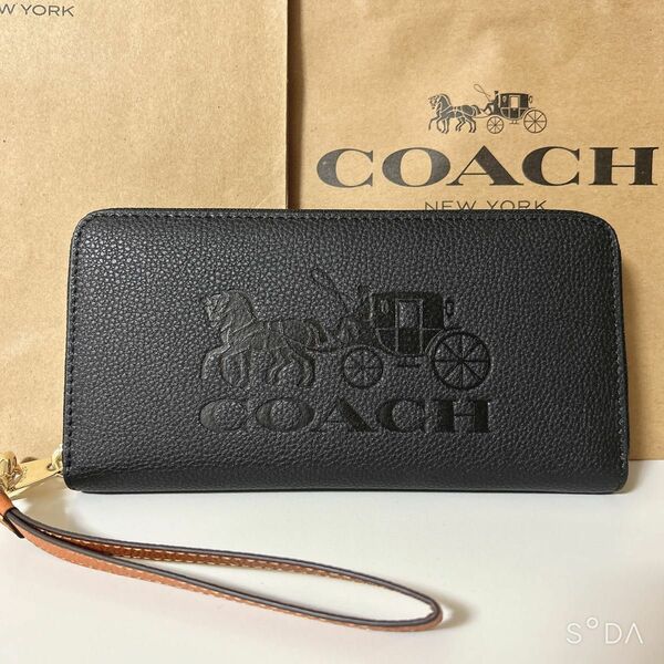 【タイムセール！】 新品未使用 COACH ホース アンド キャリッジ ラウンドファスナー C3548 ブラック