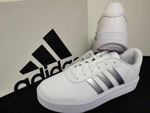  new goods 24.5cm Adidas adidas lady's sneakers coat platform white silver white silver enamel thickness bottom sneakers 