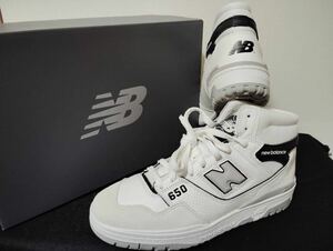 新品28cmニューバランス（newbalance）メンズスニーカーBB650RWHホワイトブラック黒白ハイカットミッドカットバッシュバスケットシューズ