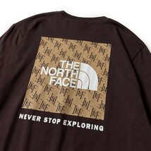 1円～!売切!【正規新品】THE NORTH FACE◆L/S BOX NSE TEE 長袖 Tシャツ ロンT US限定 ボックスロゴ 男女兼用 キャンプ(XL)茶 総柄180902-5_画像4