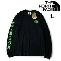 1円～!売切!【正規新品】THE NORTH FACE◆L/S HIT GRAPHIC TEE 長袖 Tシャツ ロンT US限定 2023最新 袖ロゴ 男女兼用(L)黒 180902-23_画像2