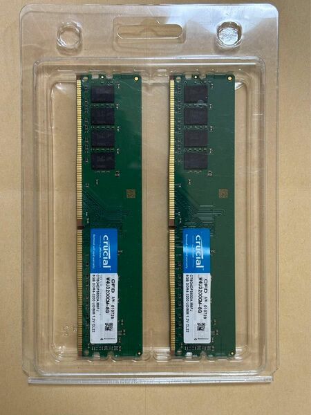 crucial DDR4-3200 8G×2枚 W4U3200CM-8G 合計16GB/デスクトップ/メモリ/PCパーツ