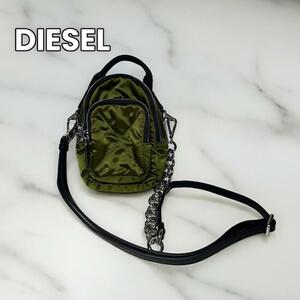 ubj37 DIESEL　ディーゼル ミニショルダーバッグ　ユニセックス　カーキ