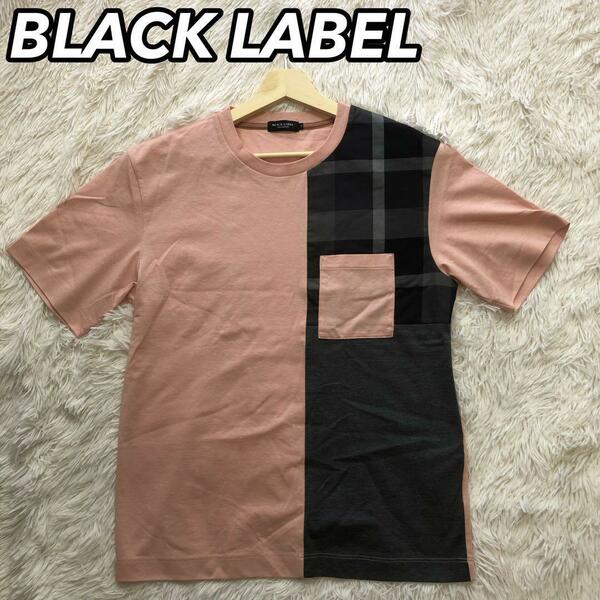 BLACK LABEL CRESTBRIDGE ブラックレーベルクレストブリッジ Tシャツ 半袖 カットソー 切替デザイン ピンク 男性 メンズ M