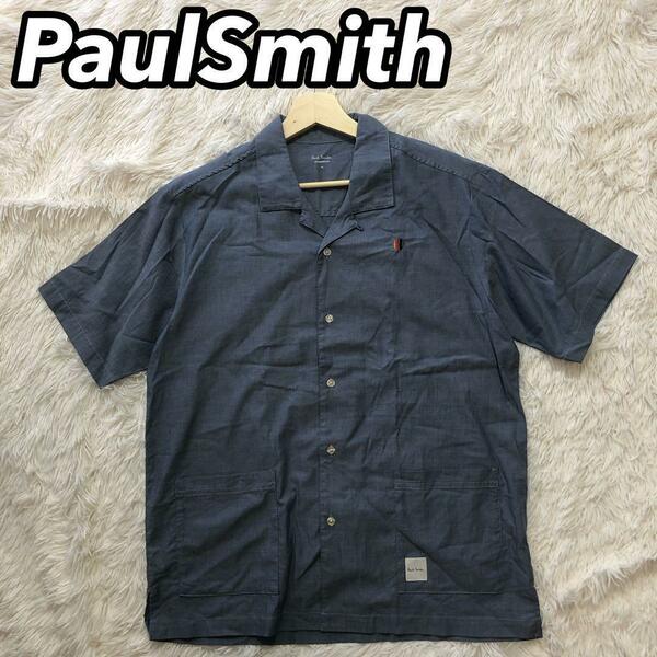 PS Paul Smith ピーエスポールスミス半袖シャツ カッター ラウンジウェア アロハ ブルー 青色 メンズ 男性 M アメカジ