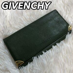 GIVENCHY ジバンシー 長財布 ロングウォレット コインケース 折 グリーン 緑色 レザー メンズ 男性 女性 レディース シンプル