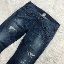 TRUE RELIGION トゥルーレリジョン デニムパンツ ジーンズ パン ズボン ダメージ加工 ブルー 青色 メンズ 男性 M W32 リペア アメカジ_画像4