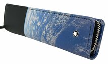 未使用 新古品 MONTBLANC モンブラン ラウンドジップ ペンケース ブラック レザー 地球 雲 【中古】_画像4