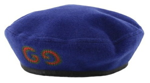 グッチ ベレー帽 GG ブルー 青 L キャップ 帽子 レディース メンズ 577862 ダブルＧ ベレー GUCCI 【中古】