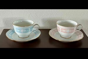 Noritake　ノリタケ　カップ & ソーサー　ペアカップ　金彩　レースウッドゴールド色変り　碗皿ペアセット　2客セット　ペア