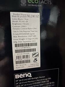 【1円スタート】BENQ XL2411Z 144Hz駆動（フルHD 24型LED液晶）【中古】