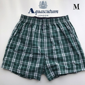 定価3520円【Mサイズ】〈Aquascutum〉アクアスキュータム トランクス 日本製 綿100％ グリーン チェック柄 トランクス Mサイズ