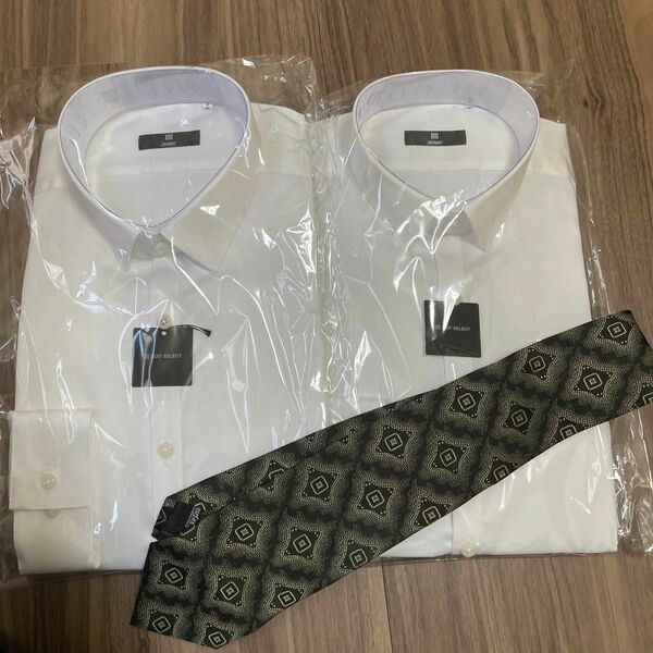 SUIT SELECT ワイシャツ2枚セット Yシャツ ビジネス　スーツセレクト　ネクタイ付き