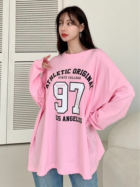 ロゴプリント長袖Tシャツ　「LOS ANGELES」 韓国ファッション