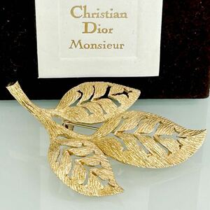 [ beautiful goods ]Dior Christian Dior leaf brooch Gold color accessory 