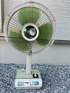 MITSUBISHI Mitsubishi R35-Y5 3 sheets wings three sheets wings high class electric fan electric fan . seat .. fan 35cm green green olive Showa Retro electrification ok