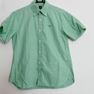 pm516.1 TAKEO KIKUCHI タケオキクチ ボタンダウンシャツ 半袖 コットン グリーン ワンポイント刺繍 夏服 