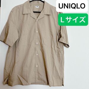 516.4 ユニクロ UNIQLO オープンカラーシャツ（半袖）ベージュ 無地 メンズ Lサイズ カジュアル