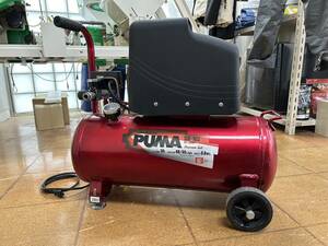 【京都】 藤原産業 エアコンプレッサー SR-L30MPT プーマ PUMA 単相100V タンク容量：30L オイルレス ホース・ガン付き 動作確認済み