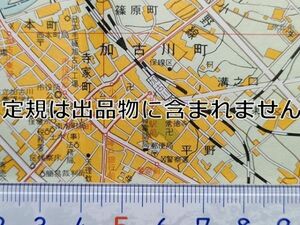 mC28【地図】昭和46年 加古川市 [バス路線・停留所名入 国鉄高砂線-高砂北口 三木線-石野 別府鉄道 日本毛織加古川工場-印南工場専用橋