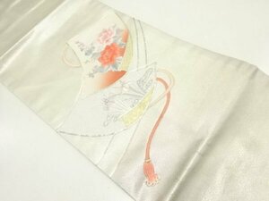 091852# 【1円～】誰が袖に牡丹・杜若模様刺繍名古屋帯