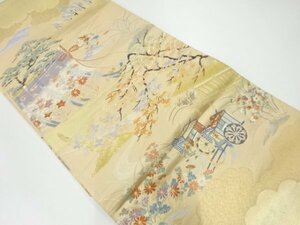 091728# 【1円～】几帳に松・枝花模様織出し袋帯