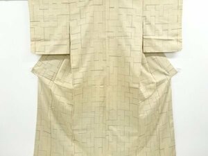 091965# 【1円～】アンティーク　幾何学模様織り出し手織り紬着物
