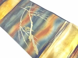 091401# 【1円～】アンティーク　冬木に鳥模様織出し袋帯（着用可）