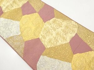 091228# 【1円～】アンティーク　石畳に花更紗模様織り出し袋帯（材料）
