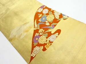 092582# 【1円～】遠山に菊模様織出し名古屋帯