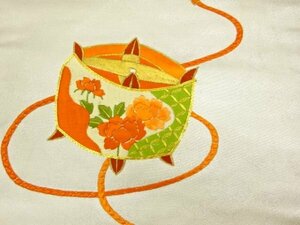 092588# 【1円～】アンティーク　やまとオリジナル　糸巻き模様刺繍名古屋帯
